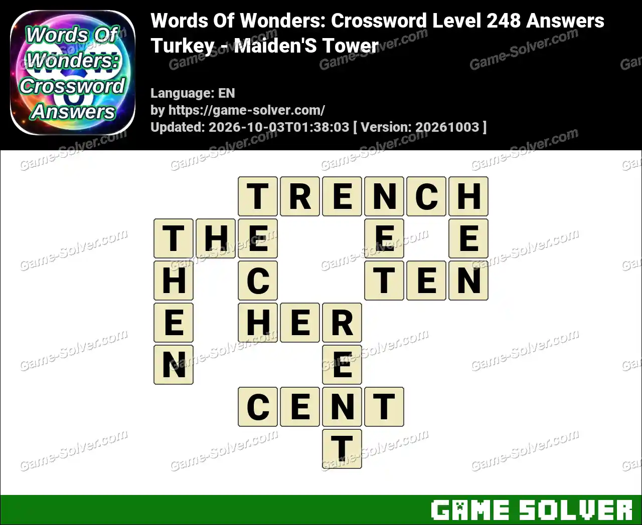 Words Of Wonders: Crossword Level 248 Answers – Turkey – Maiden’S Tower
